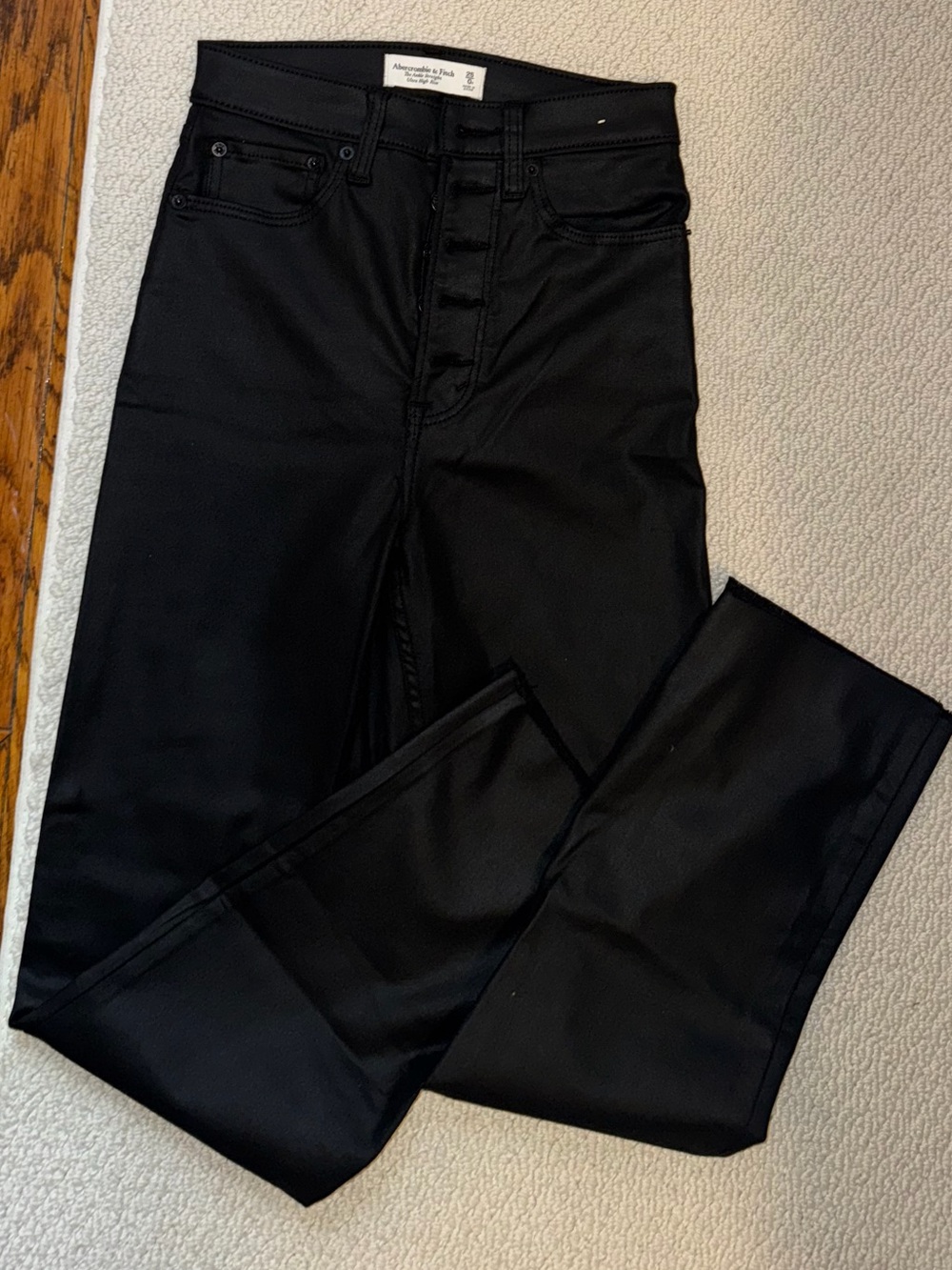 Abercrombie & Fitch Black leather coated Jeans size 25